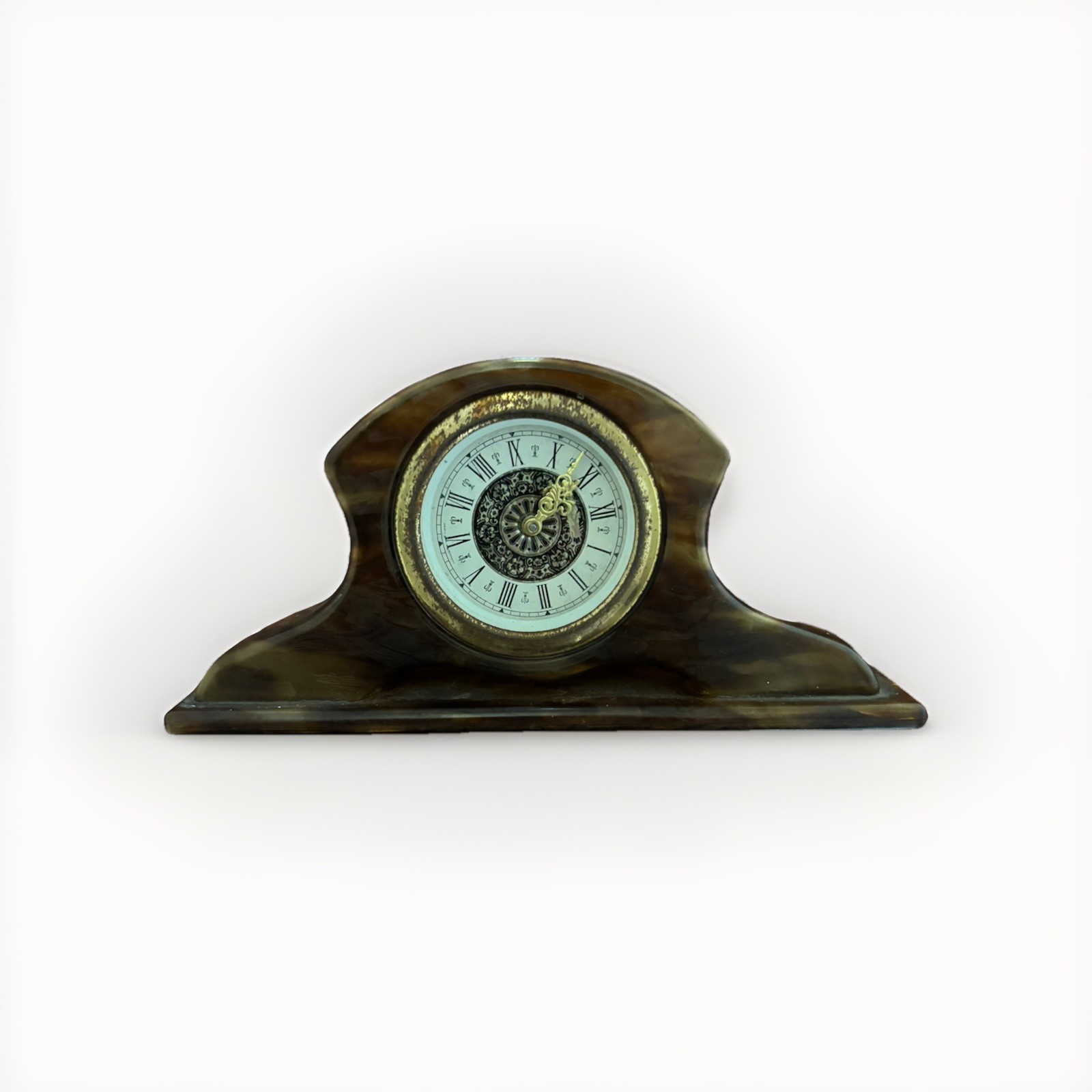 Vintage Mechanical Key Wind-Up Molded resin/plastic Mantel Clock