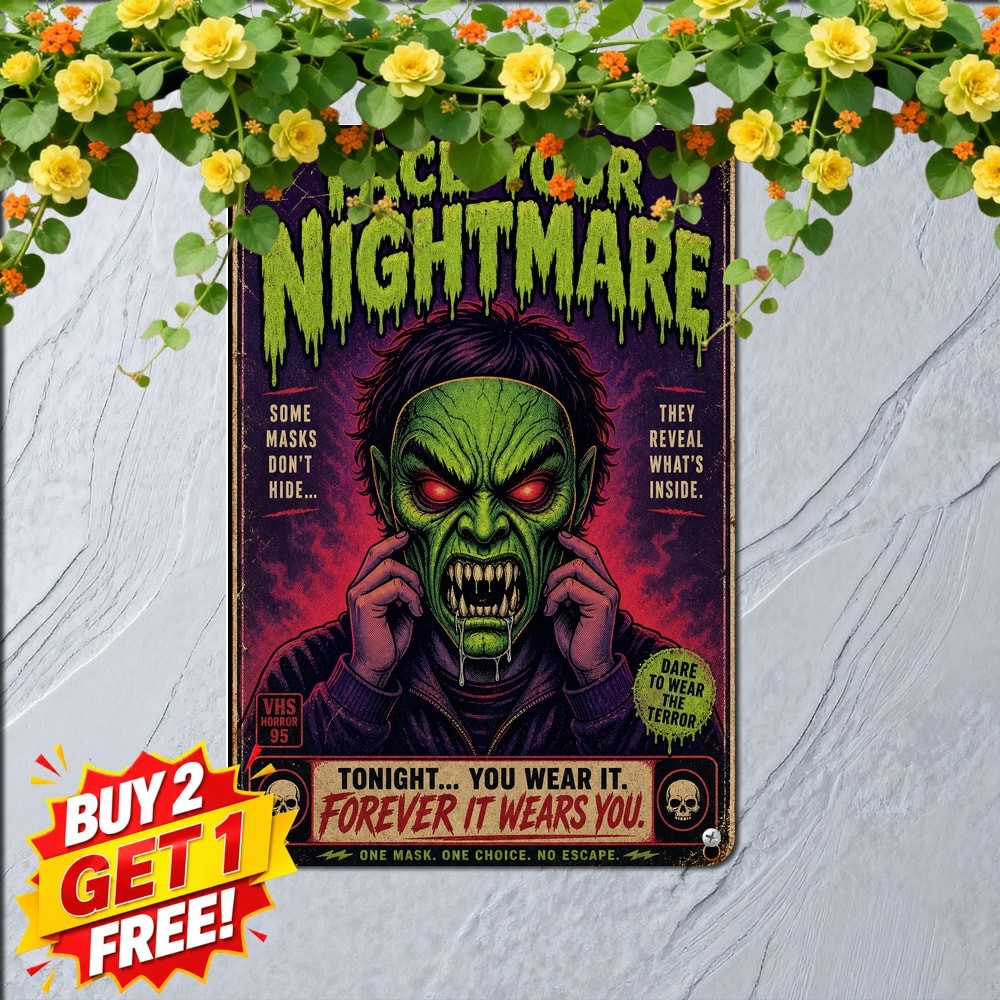 Vintage Rl Stine Goosebumps The Haunted Mask Poster Metal Tin Sign Plaque 8×12