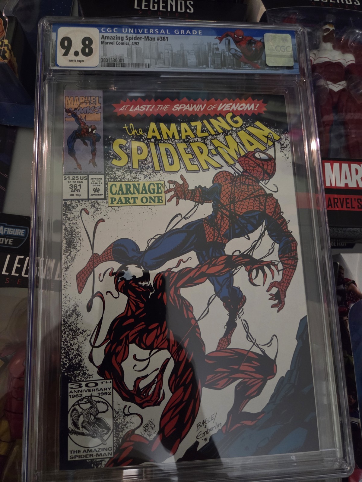 Amazing Spider-Man #361 CGC 9.8 White Pg 1st Carnage, custom label