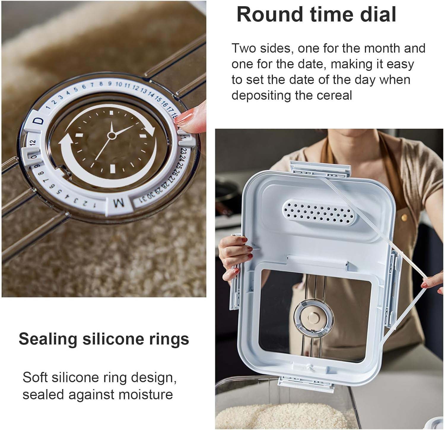 Bread Box For Kitchen Countertop, Airtight Bread Storage Container, Time Bread