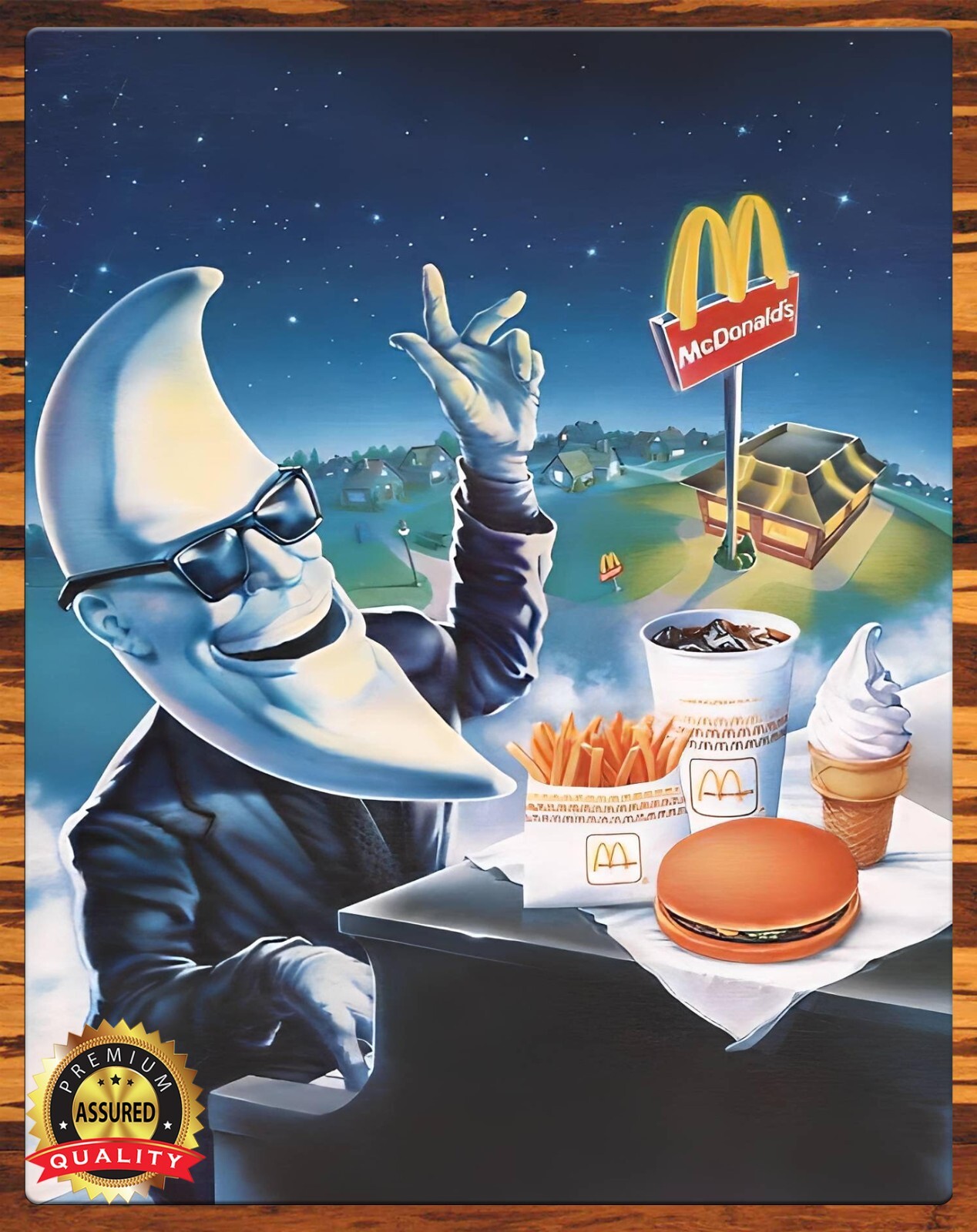 McDonalds – It’s Mac Tonight – 1987 – Moon Head Guy – Rare – Metal Sign 11 x 14