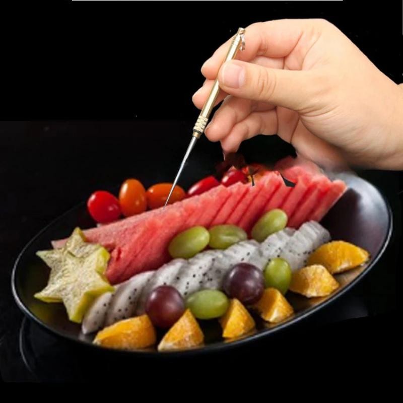 Portable Titanium Toothpick Keychain with Brass Holder Pocket Toothpick Case
