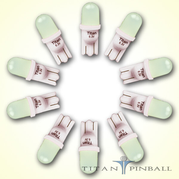 (10 Pack) – 6.3 Volt LED Bulb Frosted 555 Wedge Base (T10) Pinball – WARM WHITE