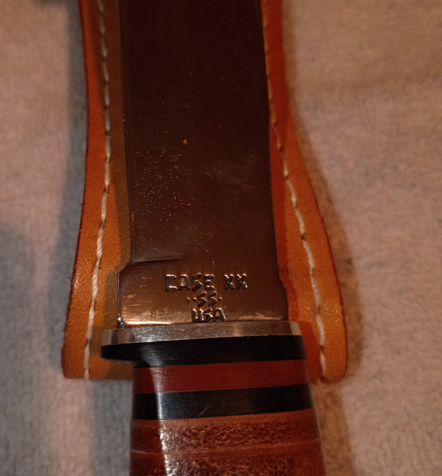 Vintage Case XX Fixed Blade/Sheath/Stacked Leather/4 3/4 in. Blade/Never used