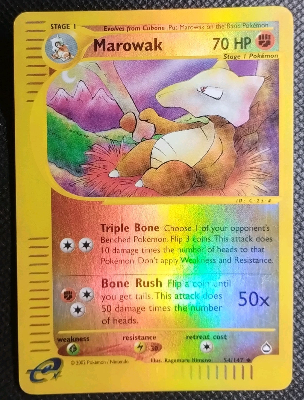 Marowak Reverse Holo Aquapolis 54/147 Pokemon Card NINTENDO MP