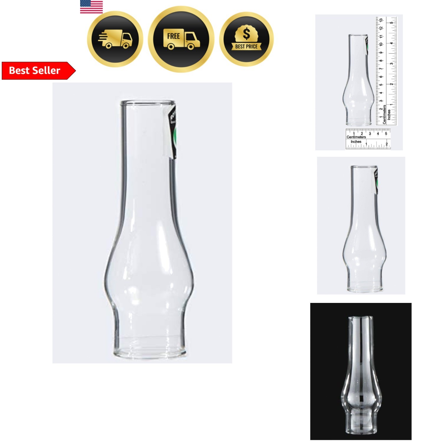 Glass Chimney for Miniature Oil Lamps 1 1/4 Inch Base 4 1/2 Inch Tall