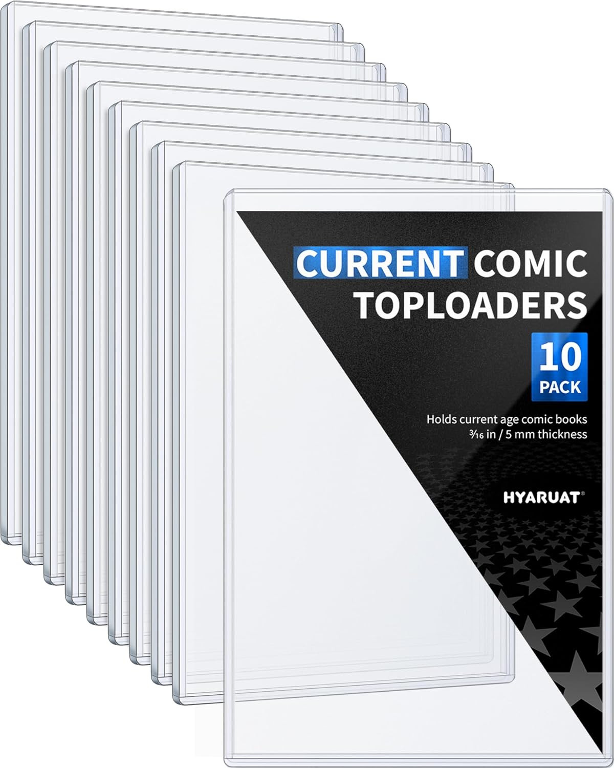 10 Pack Current Comic Book Top Loaders, 15 Mil Rigid PVC Hard Sleeves, 5Mm Deep