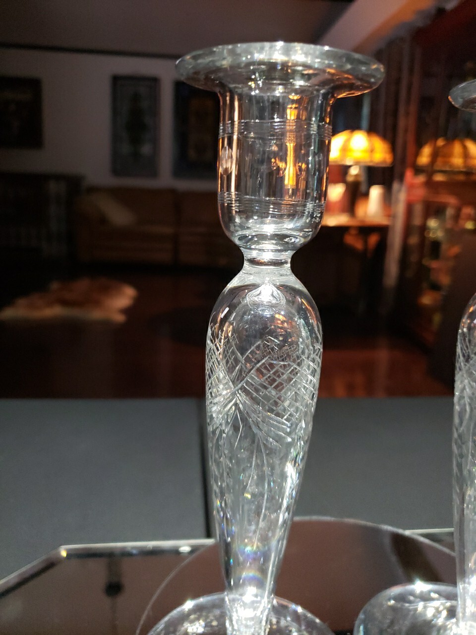 9″ Candlesticks Candle Holders American Brilliant cut Glass crystal Pairpoint