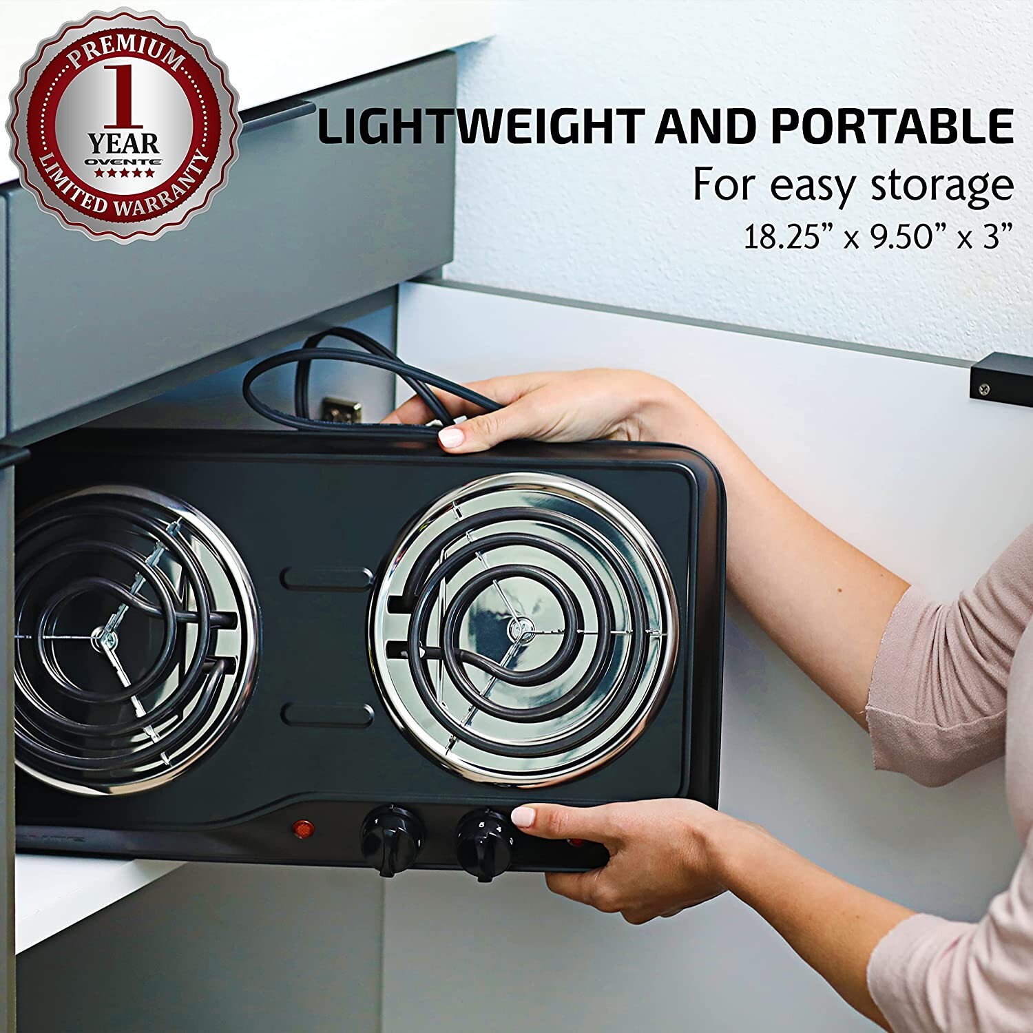 Temperature Control and Easy to Clean Countertop Stove