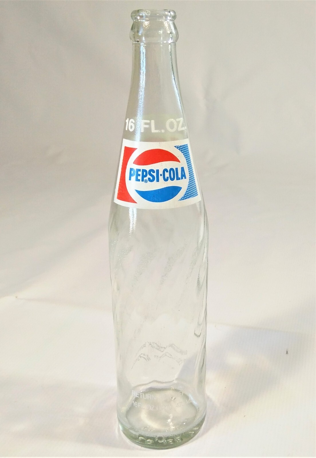Pepsi Cola Bottle 16 Oz One Pt Return For Deposit Money Back Soda Pop Clear Vtg