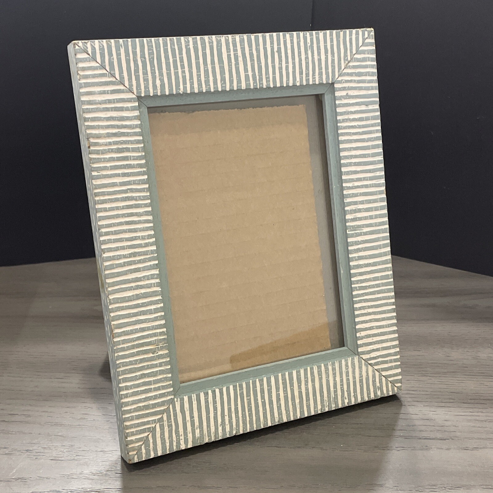Bandsaw Block White & Green Picture Frame 5×7 Made in Taiwan Coastal Decor