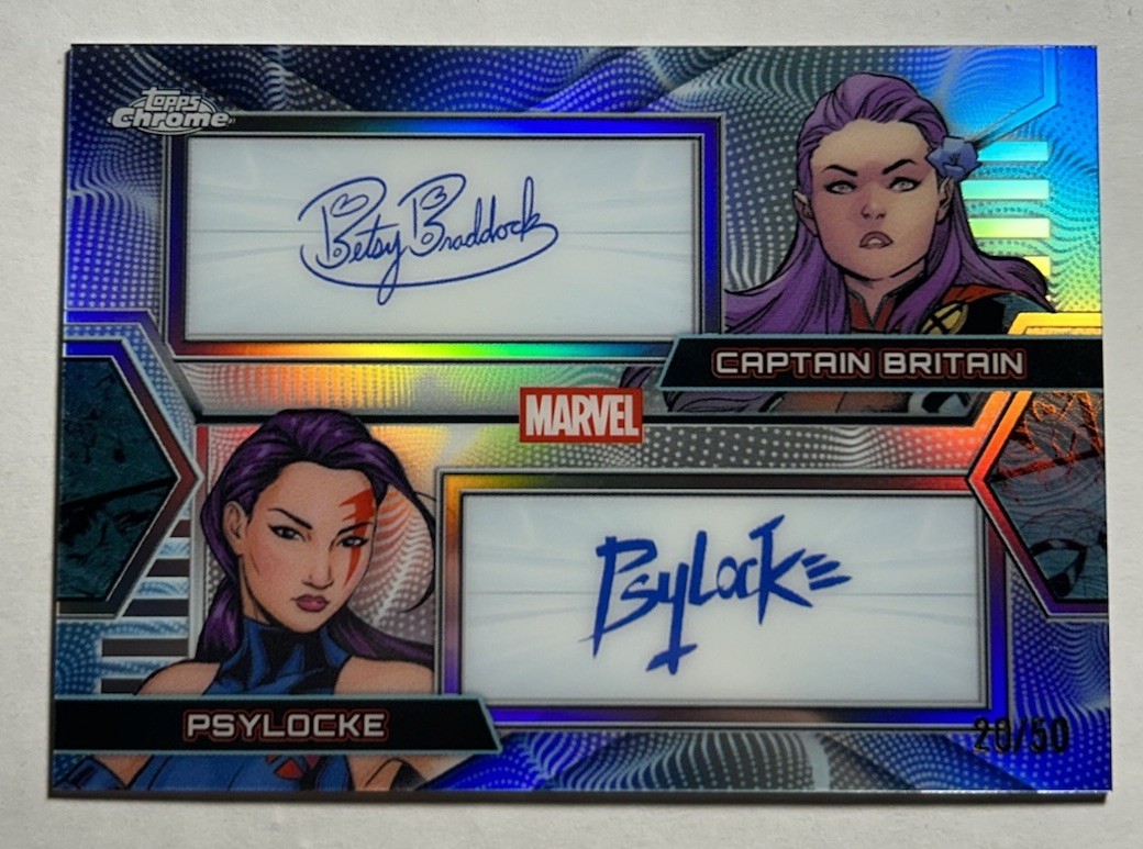 2026 Topps Chrome Marvel Captain Britain Psylocke Dual Facsimile Auto /50 X-Men