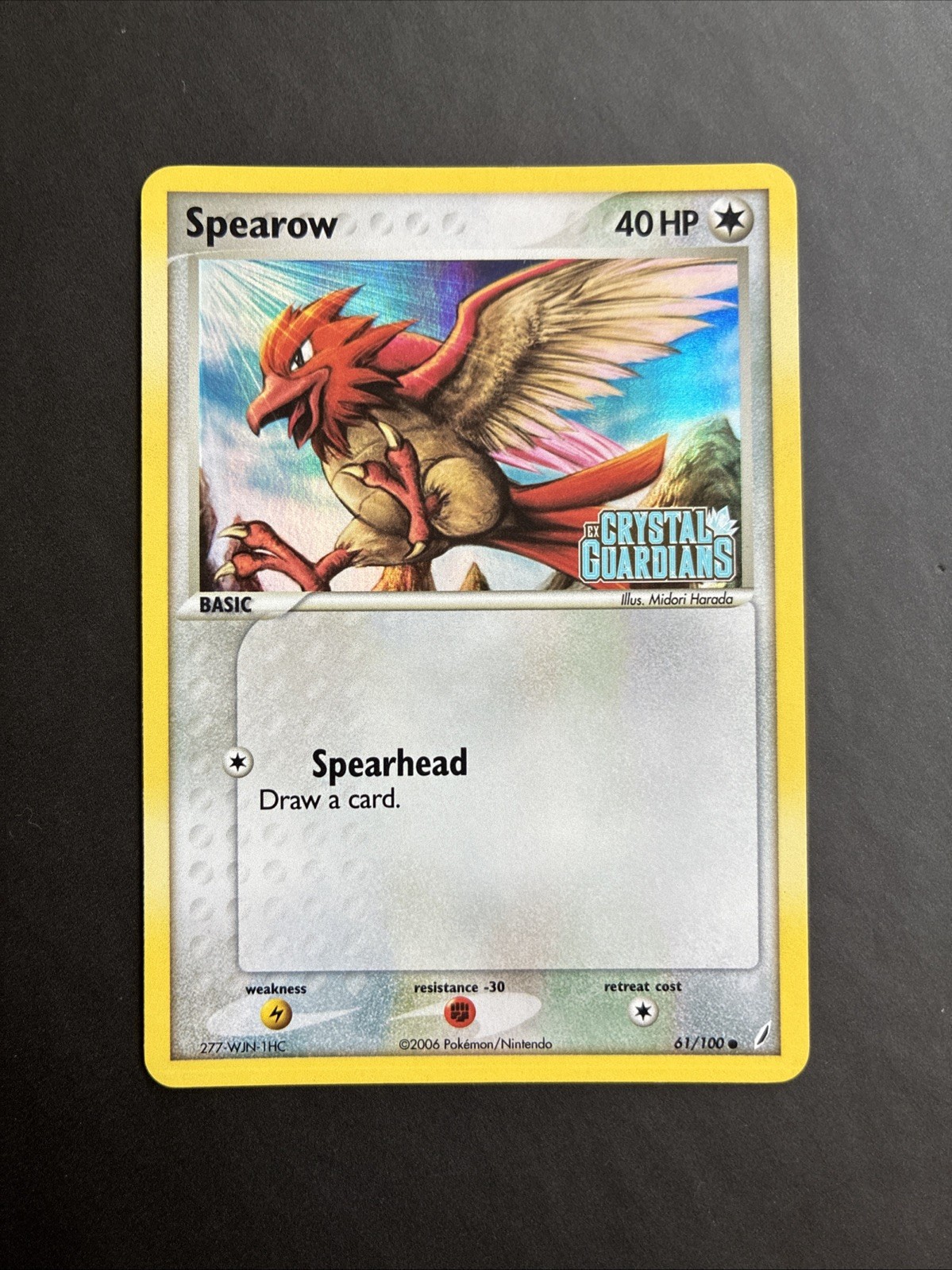 Pokémon TCG Spearow EX Crystal Guardians 61/100 Reverse Holo Stamped LP