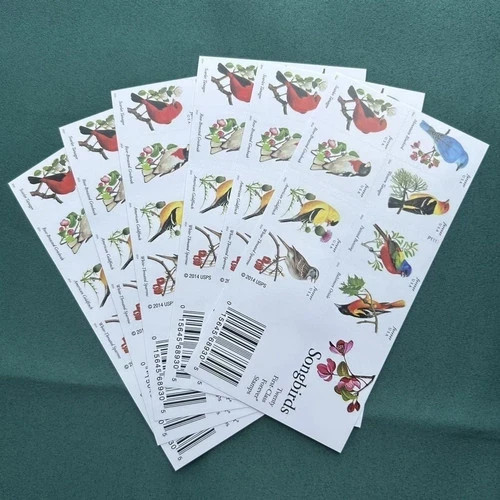 USPS US SONGBirds Forever Stamp Scott #5320b 5 Booklets x20, 100 stamps