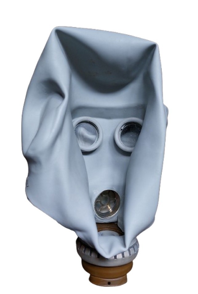 Rubber mask gray color from a warehouse of the Soviet period