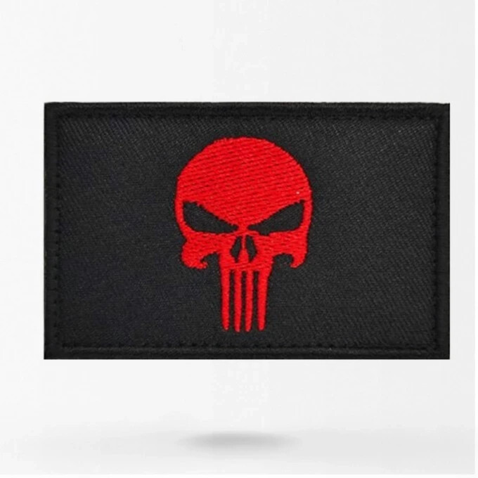 Official VELCRO® Black and Red Embroidered Patches Combat Badge Airsoft UK