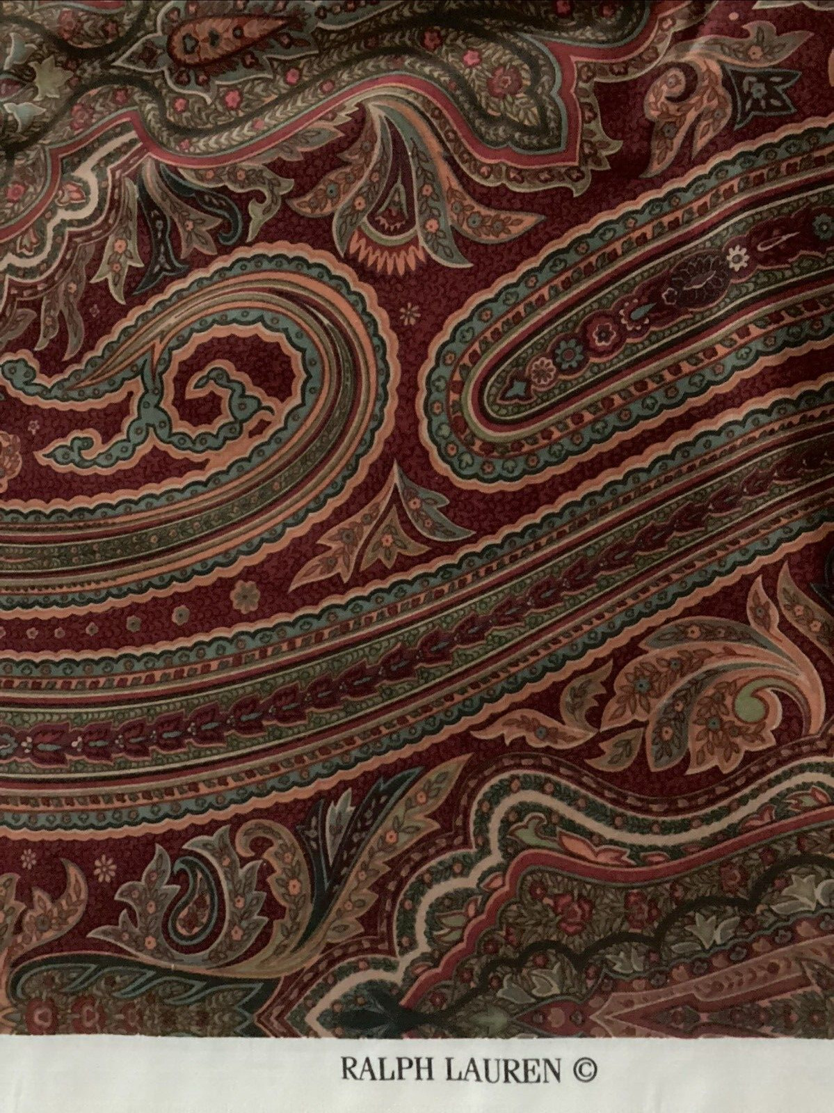 Ralph Lauren HAMPTON SQUARE PAISLEY RED Cotton Upholstery Fabric 5 Yards x 54″