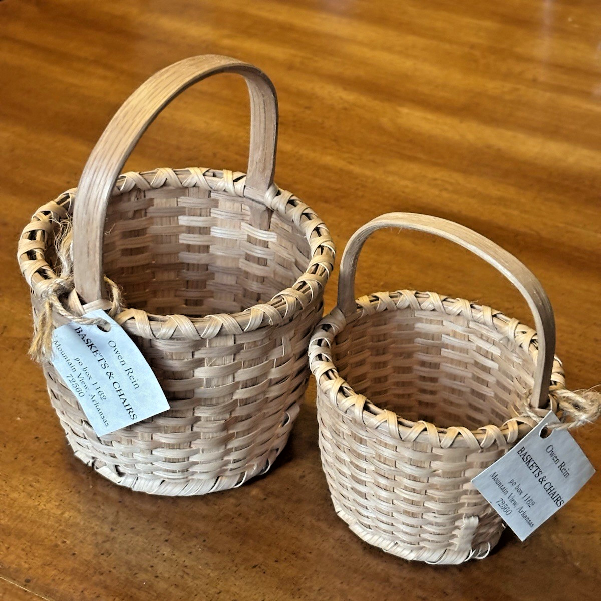 Pair Miniature Handmade Baskets Oak Bent Wood Ozarks Farmhouse~ Artist Owen Rein