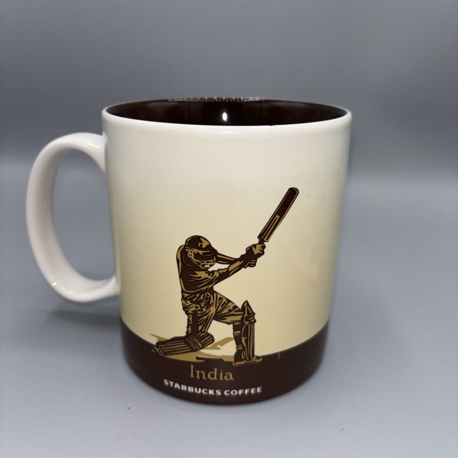 Collectors Series 2013 Starbucks 16 oz India Tan & Brown Coffee Mug Cricket READ