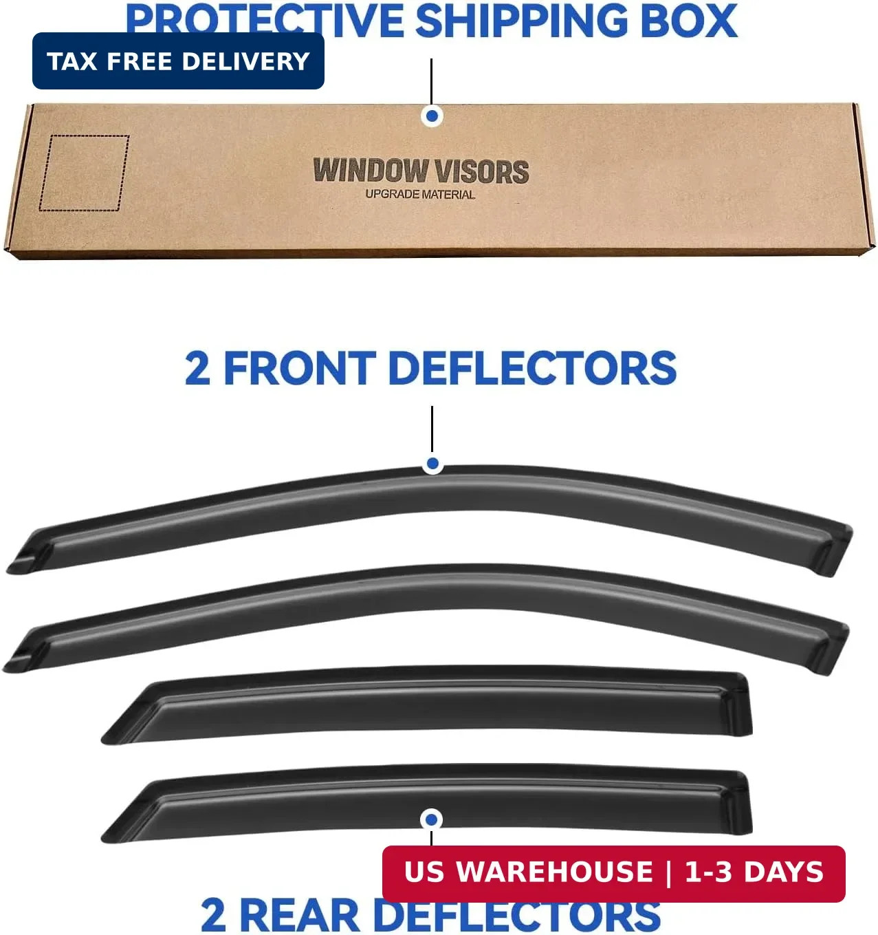 Window Visors Rain Guards for 2014-2020 Chevy Impala, Out-Channel Window Vent Wi