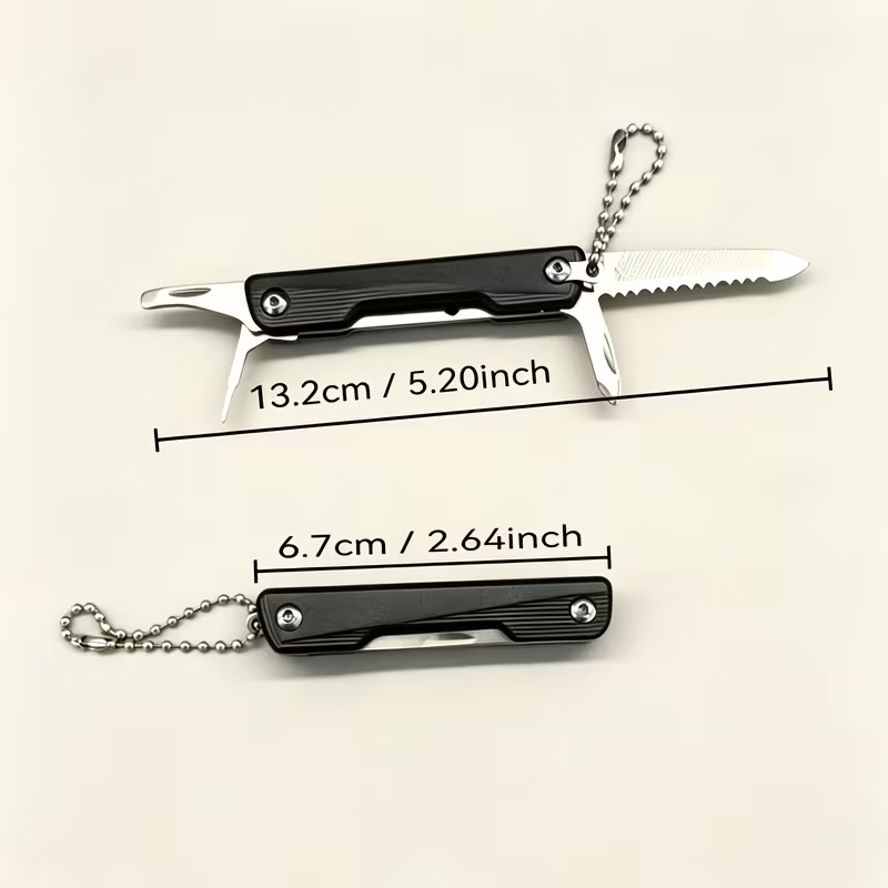 Mini Keychain Pocket Knife 6 Functions with Fully Serrated Saw Blade- Limited