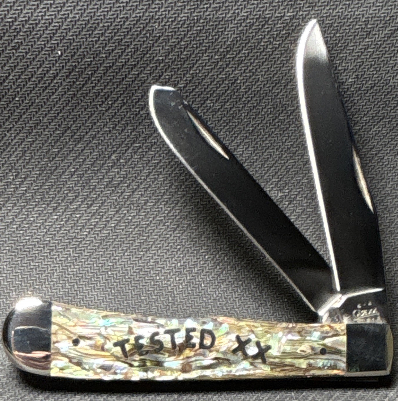Case XX 8254 SS Trapper Abalone Handle 2-Blade Stainless Slipjoint Knife
