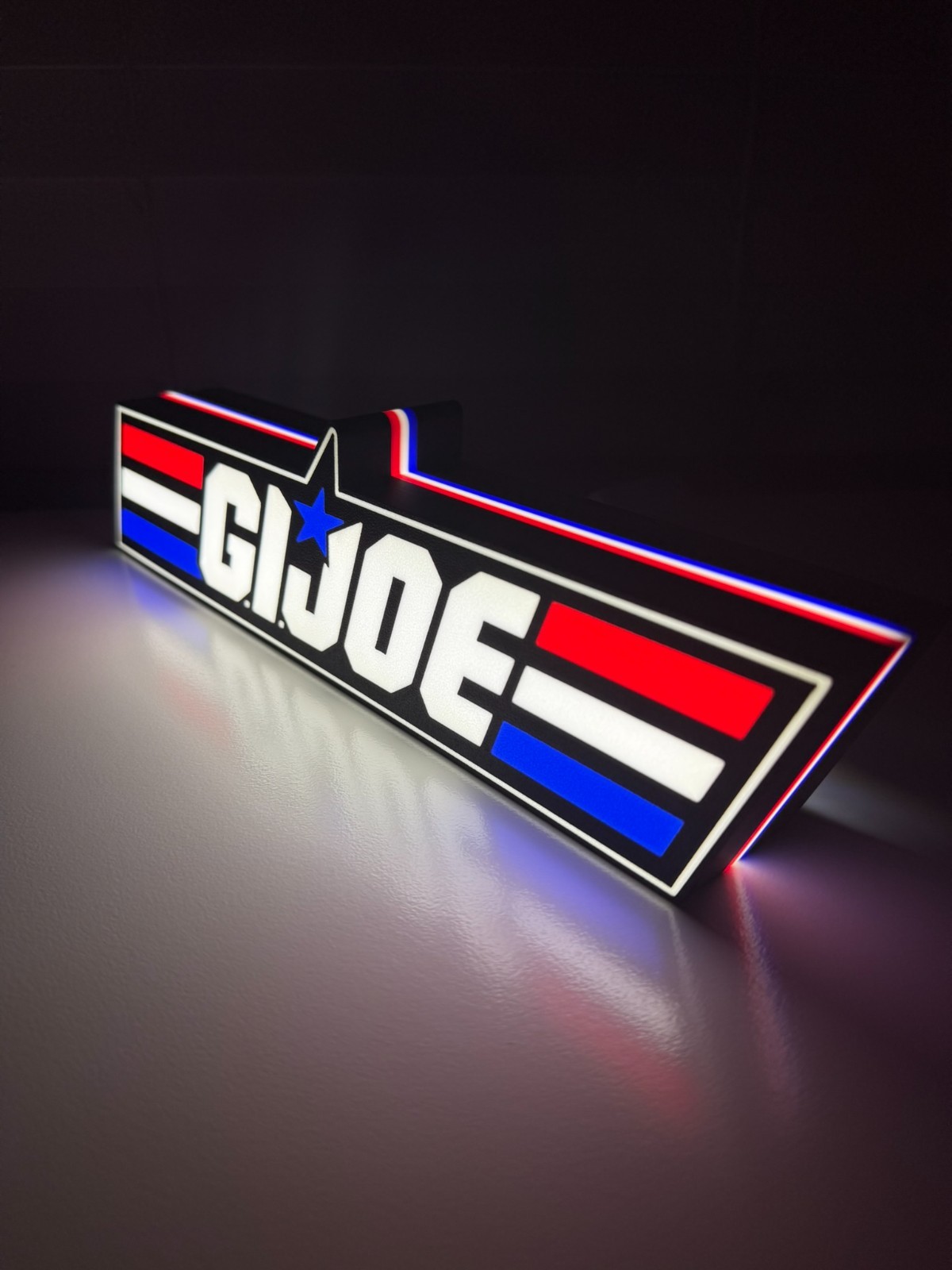 G.I. Joe Inspired Sign LED Display | 3D Wall Desk Shelf Art Go Joe