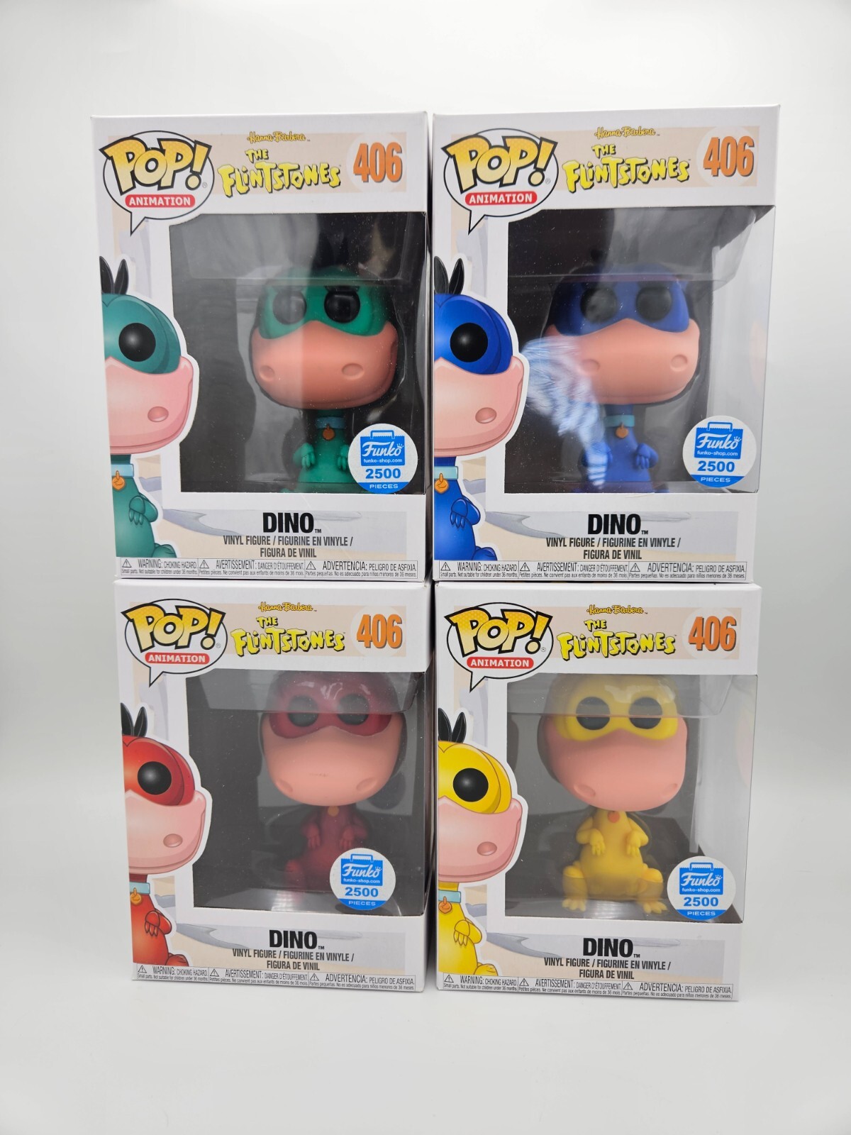 Funko Dino #406 (Funko Shop Exclusive) Lot LE2500 (Red, Green, Yellow & Blue)