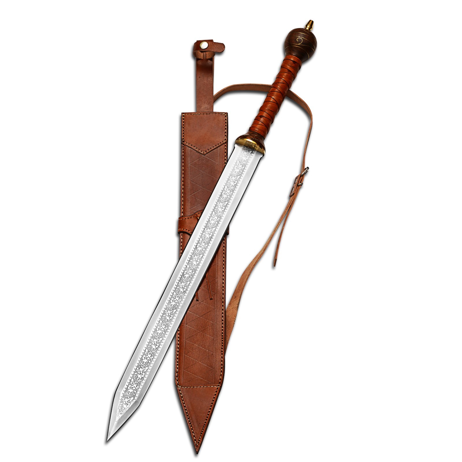 Handcrafted Roman Gladius Sword | 12C27 Stainless Steel Blade & Leather Sheath