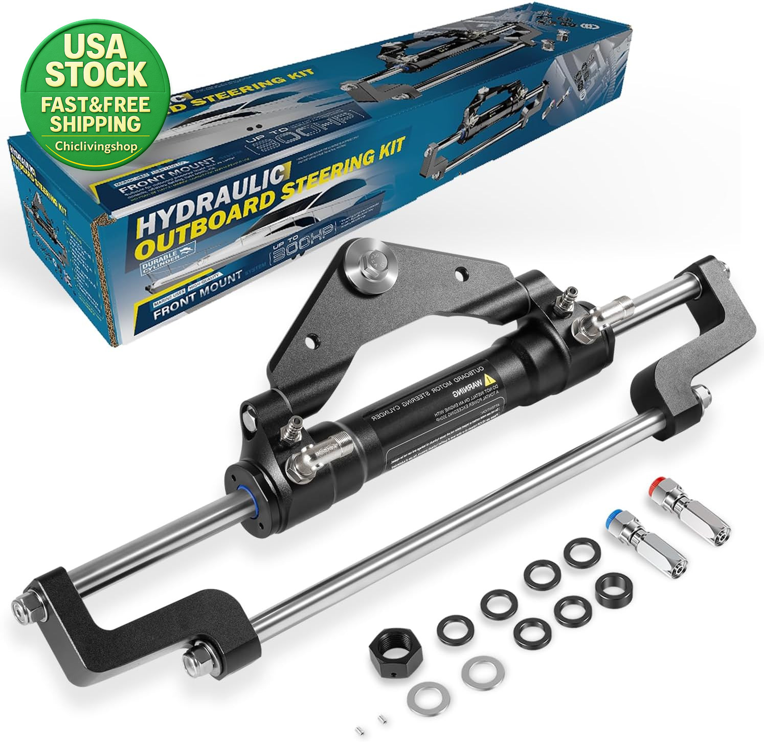 Hydraulic Steering Cylinder Compatible with Outboard Boats up to 300HP