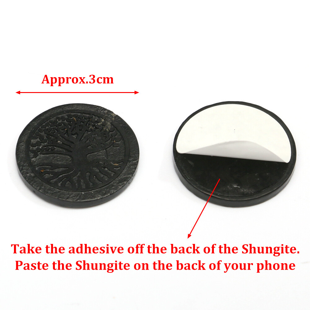 1X Shungite – EMF Protection Stone For Phone – Engraved Round Sticker 1.2 inches