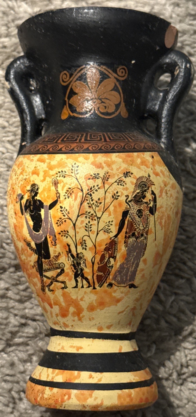Ceramic Hand Painted & Decorated Vase (Pre-Owned) Made in Greece
