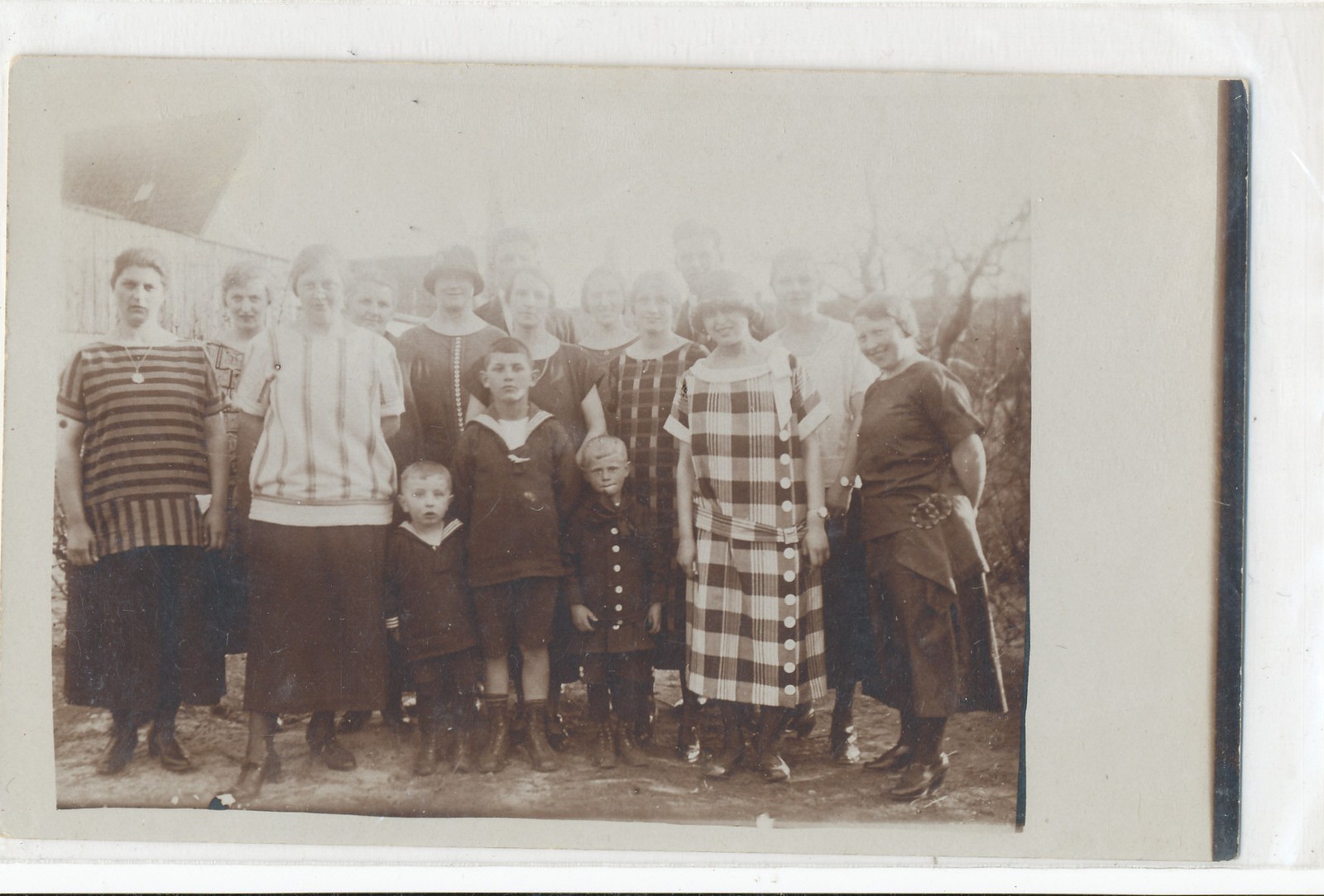 Real Photo postcard – Large Group Women & Men & Children