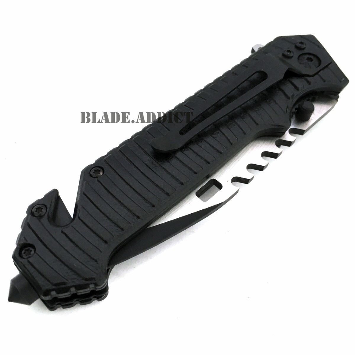TAC-FORCE Spring Open Assisted SAWBACK Tactical Rescue Pocket Knife BLACK NEW
