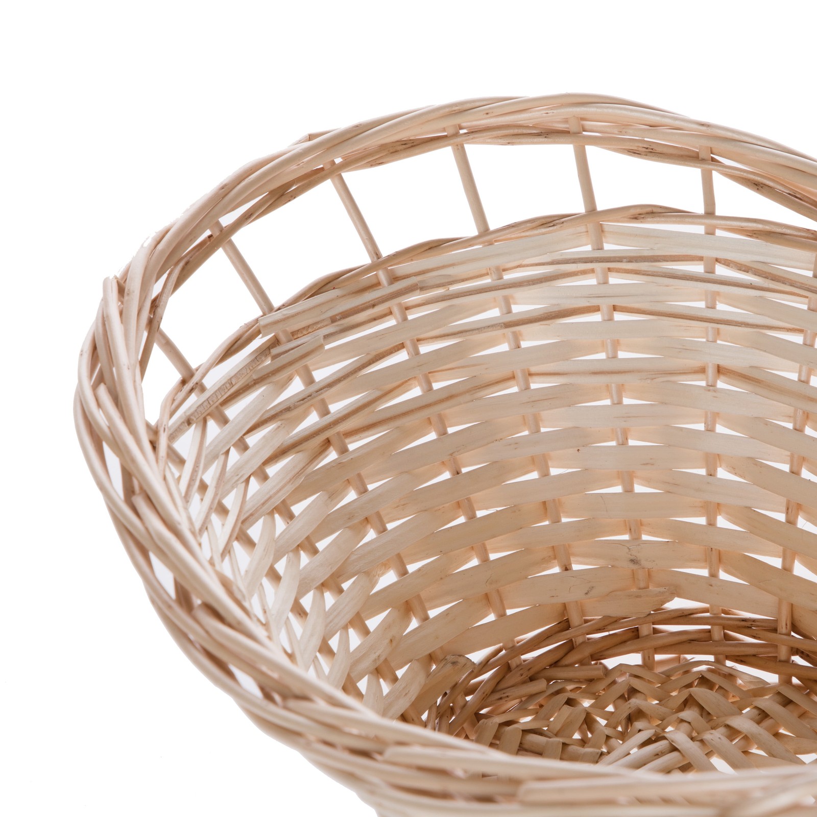 Oval Split Willow Basket with Cutout Handles, 16.14” L x 11.42” W x 7.08” H