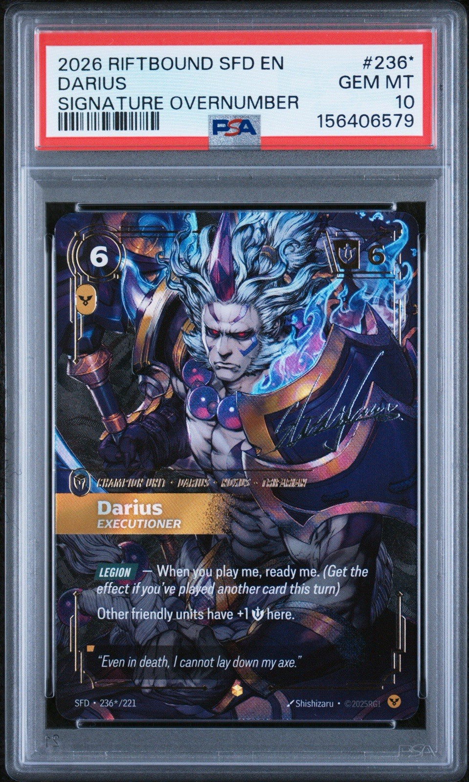 2026 RIFTBOUND: LEAGUE OF LEGENDS SFD-SPIRITFORGED DARIUS – EXECUTIONER PSA 10