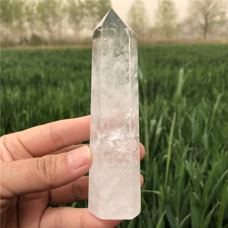 0.33LB Natural Clear quartz Obelisk Quartz Crystal Point Wand Specimen XA6113