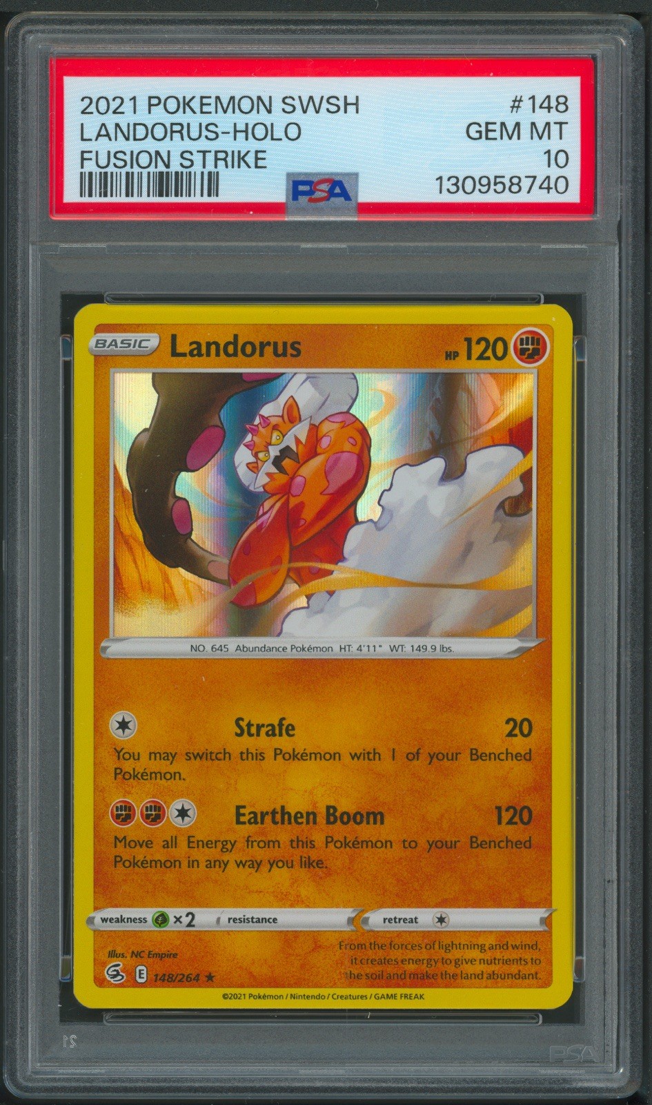 Pokémon SWSH Fusion Strike Landorus Holo 148/264 PSA 10 POP 9