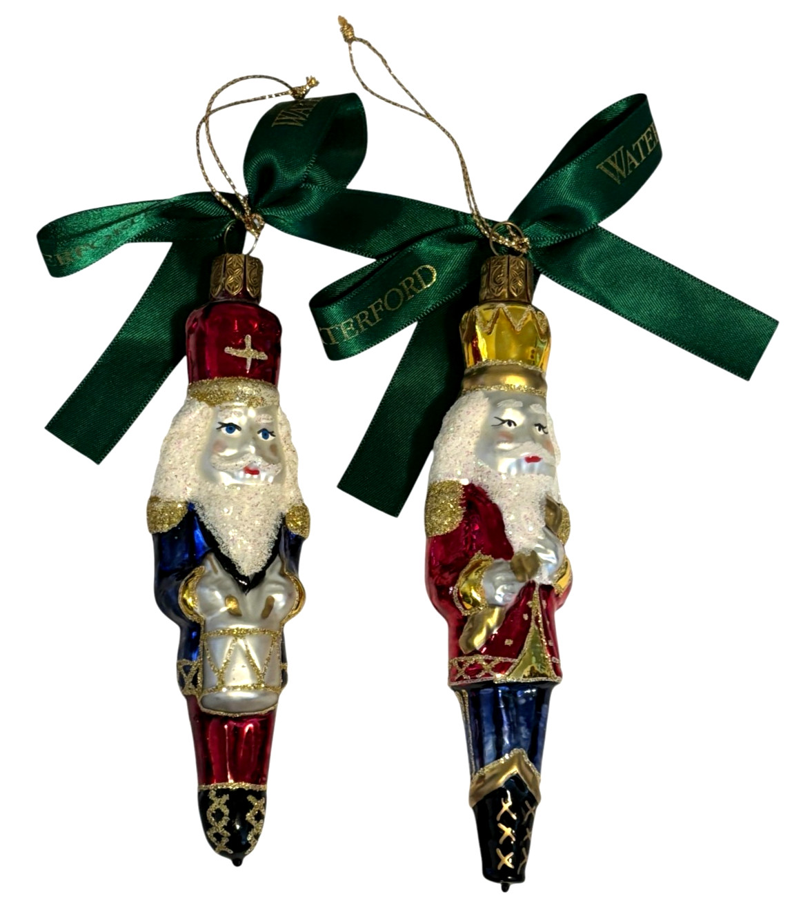 Pair of Waterford Holiday Heirlooms Nutcracker Ornaments Blown Glass