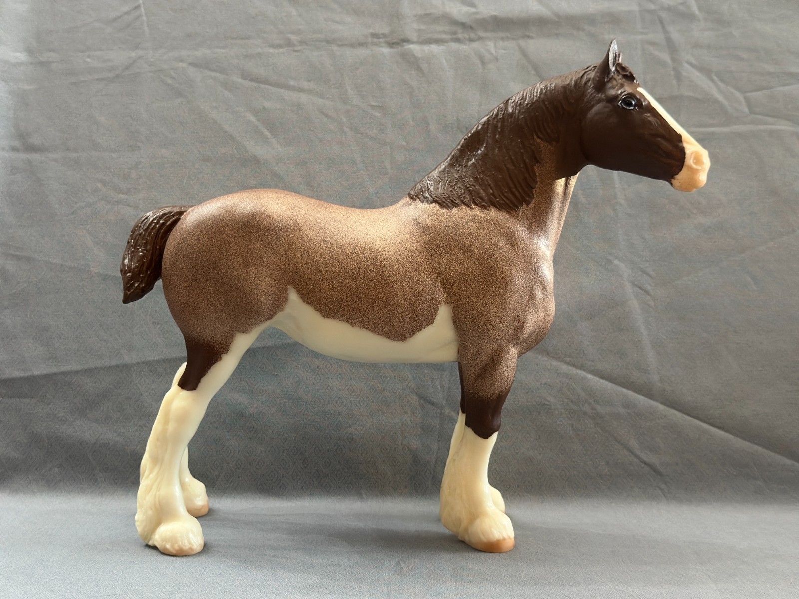 Breyer 2026 Custom Traditional Red Roan Sabino on the Clydesdale Mare Mold