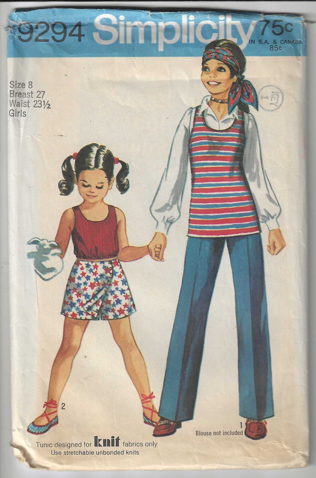 SIMPLICITY 9294 Size 8, Sewing Pattern Child’s & Girls’ Tunic or Top, Skirt