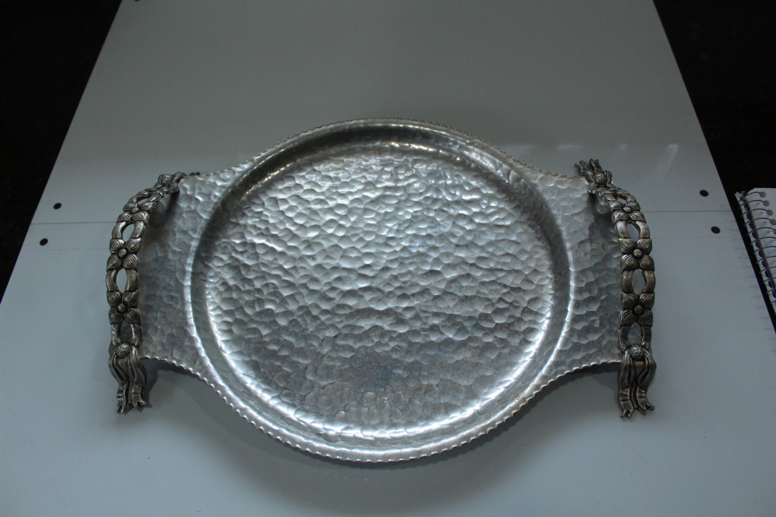 Vintage Aluminum Serving Tray With Footed Handles Dan d Wrought Creations