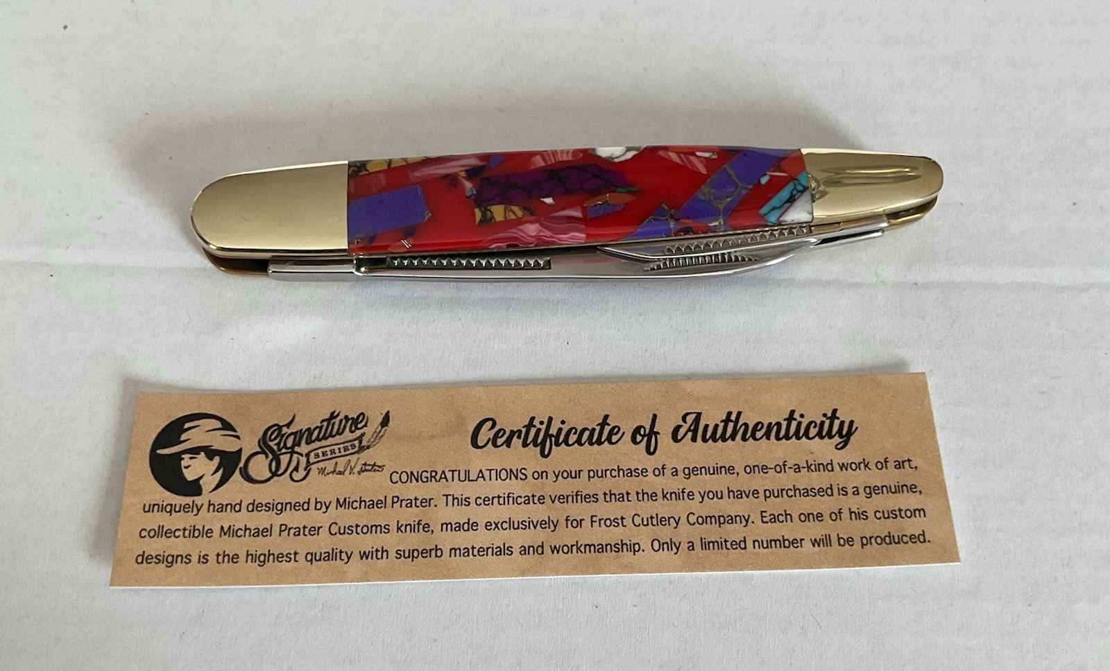 Crowing Rooster Michael Prater 3-Blade PartyTime Whittler Knife…Beautiful