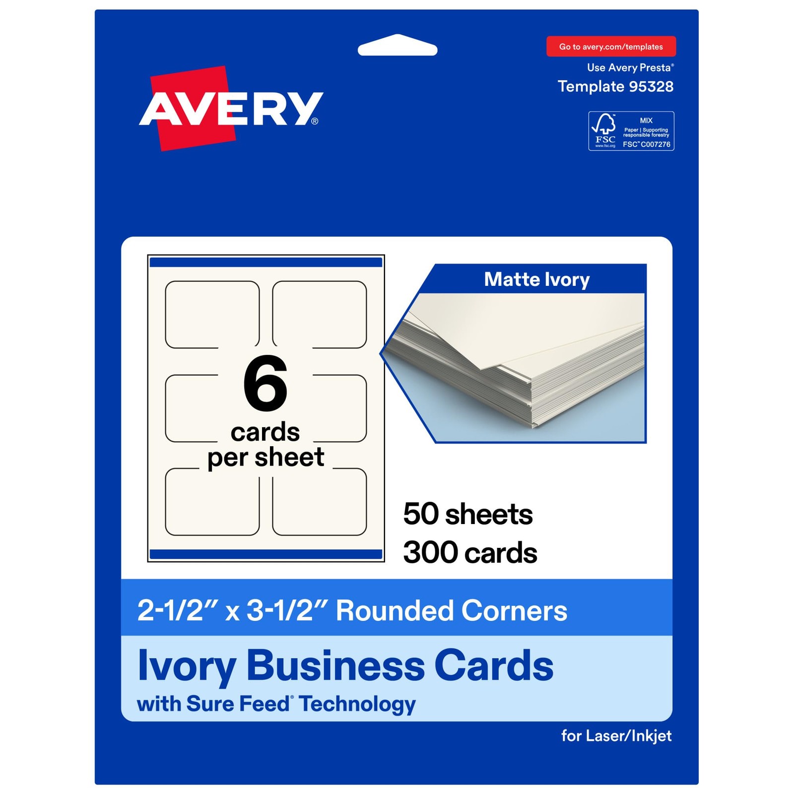 Avery Printable Rectangle Rounded Corner Business Cards Sure Feed Technology