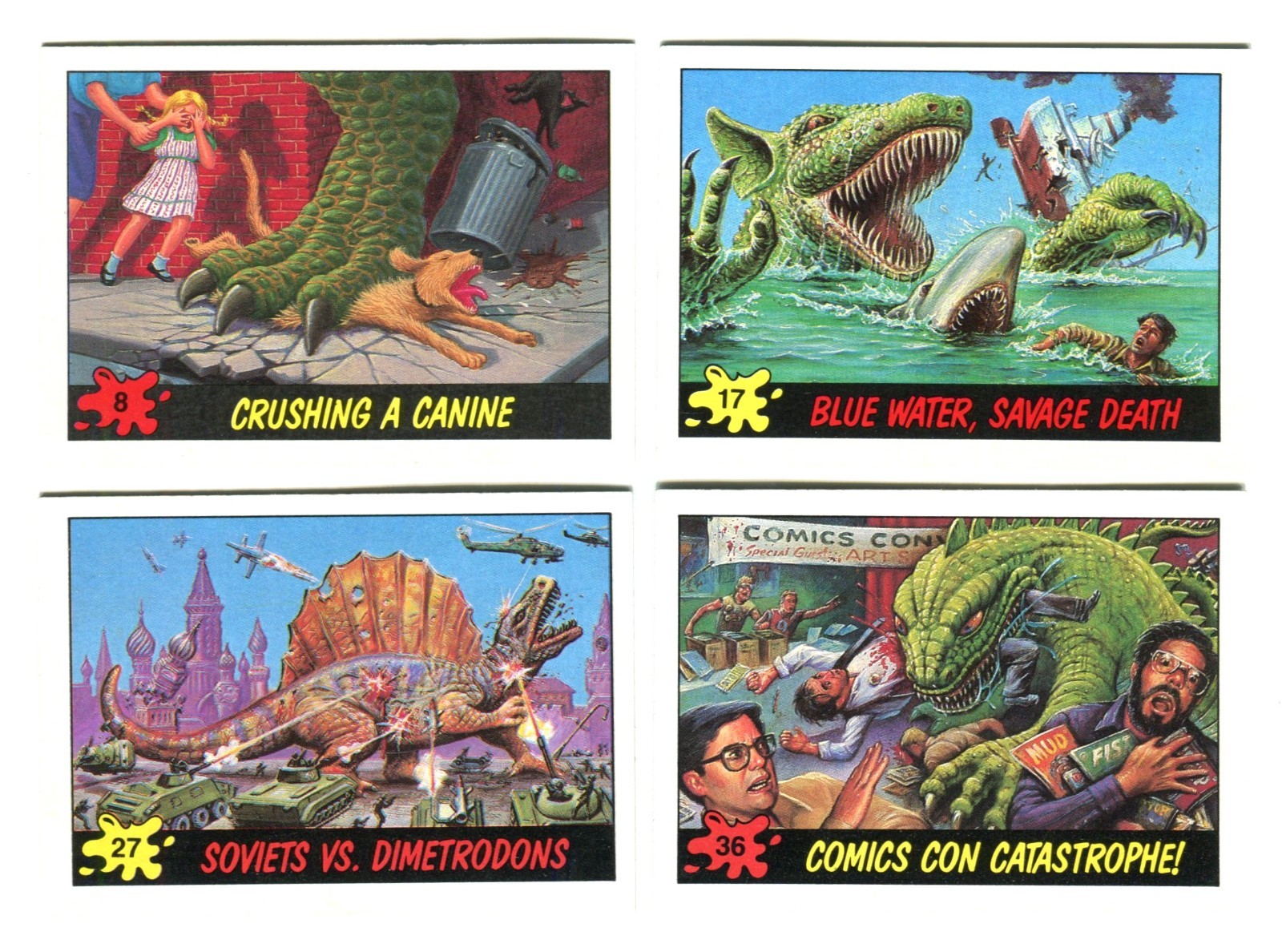 “Dinosaurs Attack!” 1988 Topps Complete Base Set (1-55) Sticker Set (1-11) Nrmt
