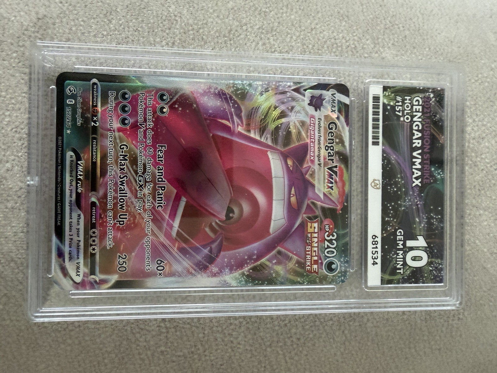 Gengar VMAX 157/264 Fusion Strike – Perfect Subs – Ace Gem Mint 10
