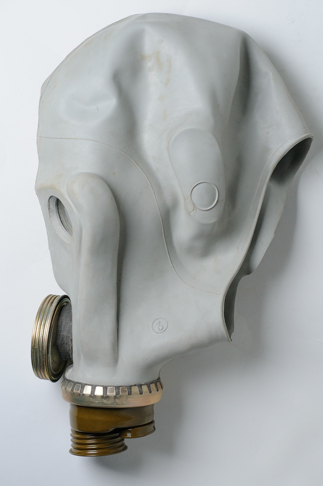 Rubber mask gray color from a warehouse of the Soviet period