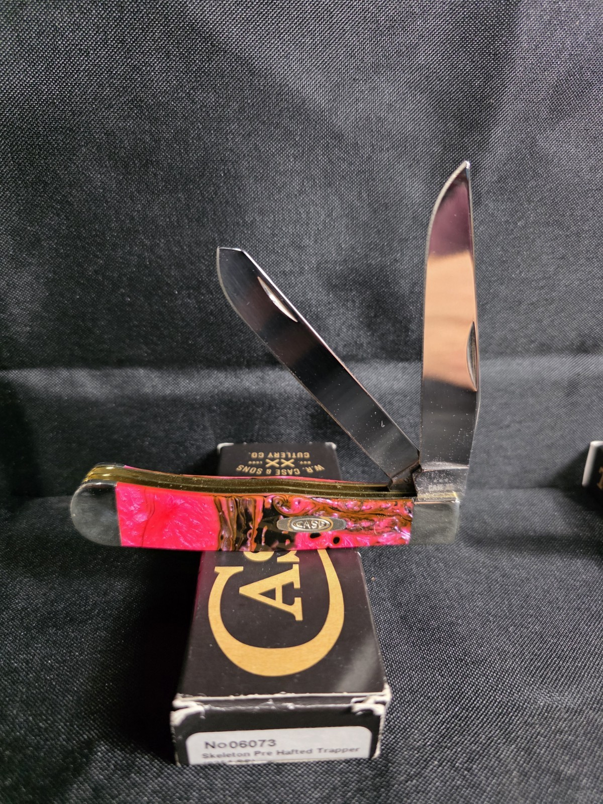 Case XX 2005 Skeleton Pre HalfShafted Trapper 2-Blade SS Slipjoint Pink