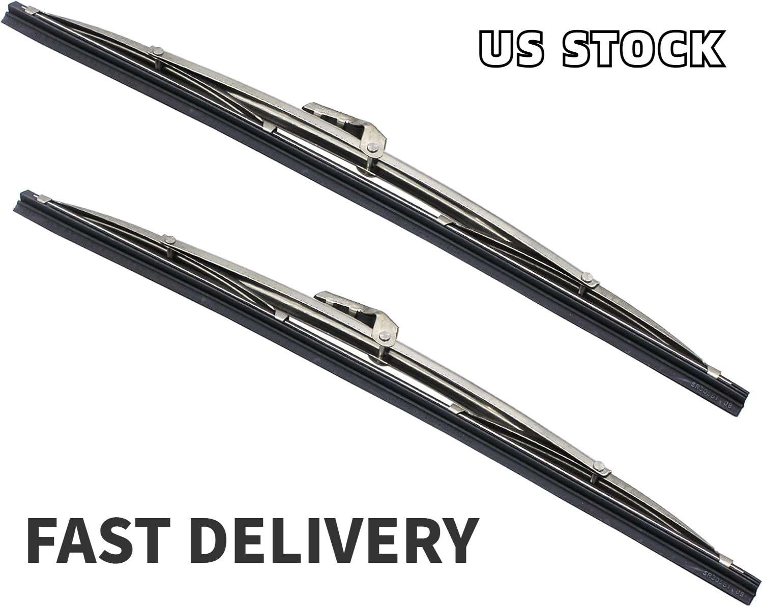 12″ Stainless Steel Windshield Wiper Blades 2PCS Front for Ford GM Polished NEW