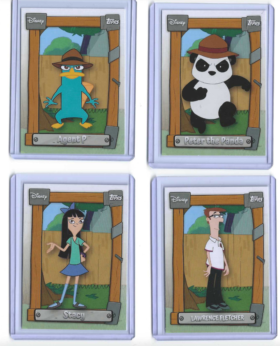4 Card Lot Topps 2026 Disney Neon Phineas and Ferb P&F-8 P&F-11 P&F-19 & P&F-20